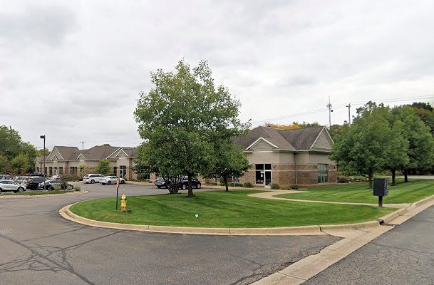Commercial property with irrigated lawn